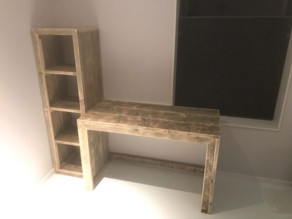 Steigerhouten bureau met opbergkast - Afbeelding 3