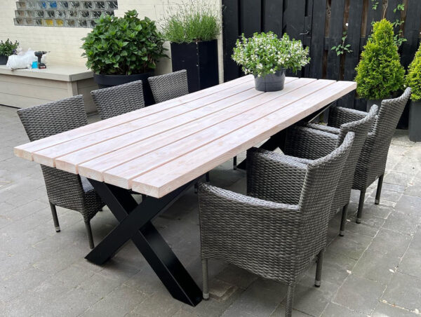 Boomstam picknick tafel van Douglas hout