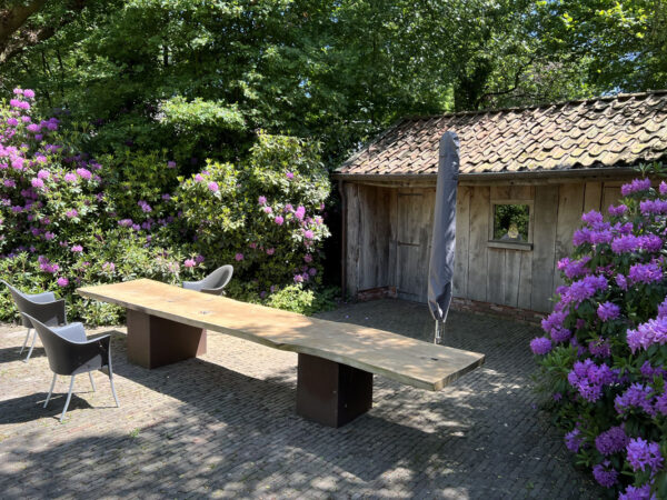Boomstam picknick tafel van Eikenhout - Afbeelding 3