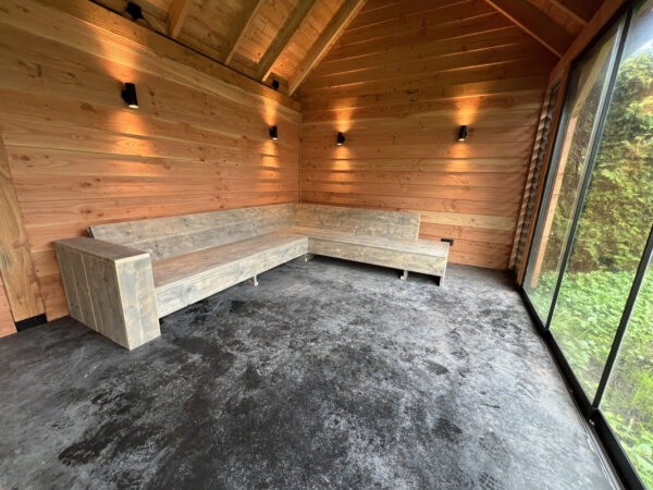 Steigerhouten hoekbank met chaisse longue - Afbeelding 4