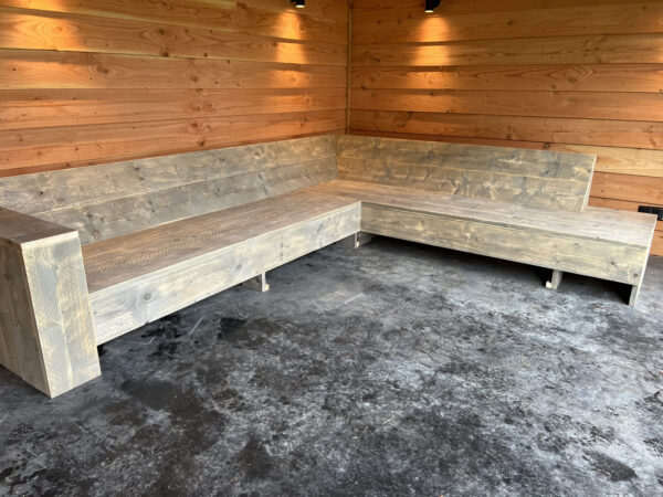 Steigerhouten hoekbank met chaisse longue - Afbeelding 6