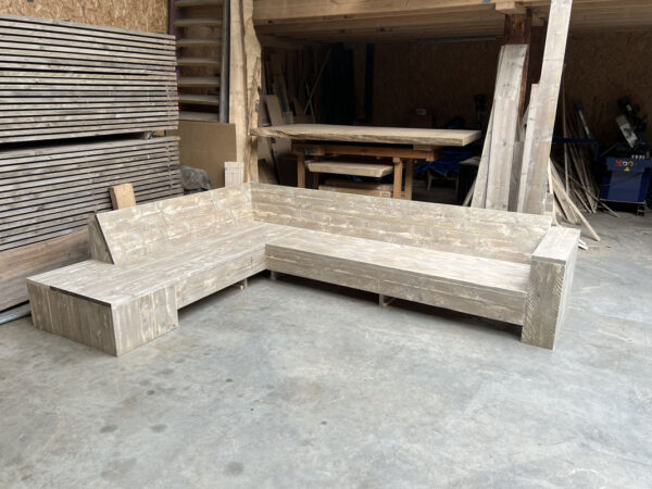 Steigerhouten hoekbank met chaisse longue - Afbeelding 5