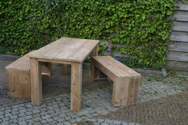 Steigerhouten tafel met blokpoten - Afbeelding 12