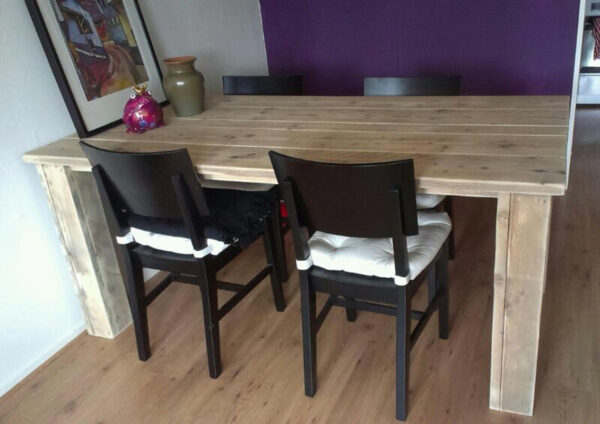 Steigerhouten tafel met blokpoten - Afbeelding 2