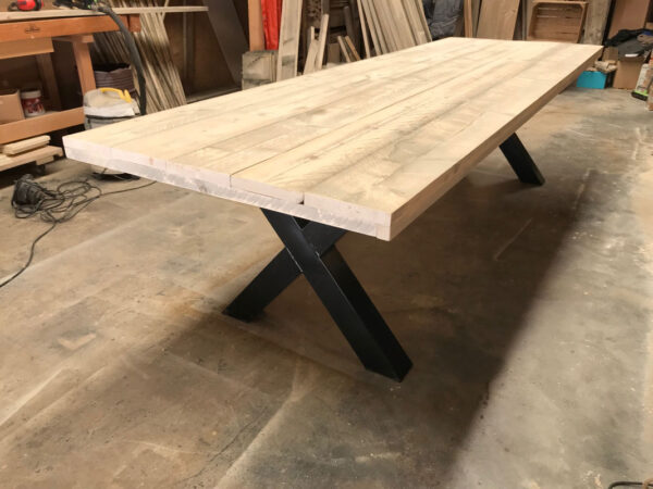 Steigerhouten tafel met stalen poten - Afbeelding 7