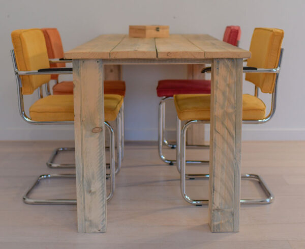 Steigerhouten tafel met blokpoten - Afbeelding 5